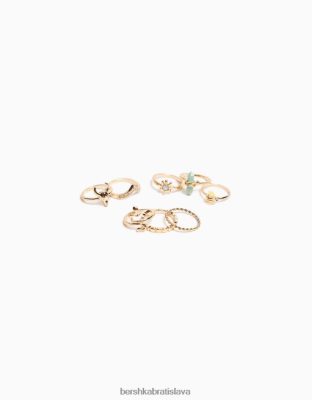 Bershka ženy sada 8 zlatých štrasových hadích prsteňov zlato príslušenstvo B86RXX2481 Bershka Nohavice