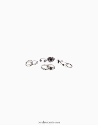 Bershka ženy sada 9 boho prsteňov striebro príslušenstvo B86RXX2486 Bershka Rifle