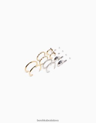 Bershka ženy sada 9 kamienkových kruhových náušníc zlato príslušenstvo B86RXX2473 Bershka Slovakia