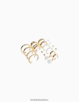 Bershka ženy sada 9 kruhových náušníc z umelých perál zlato príslušenstvo B86RXX2470 Bershka Slovakia