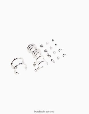 Bershka ženy sada 9 minimalistických náušníc striebro príslušenstvo B86RXX2468 Bershka Rifle