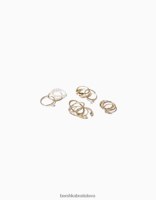 Bershka ženy sada 9 motýľových a krížových prsteňov zlato príslušenstvo B86RXX2475 Bershka Nohavice