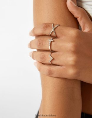 Bershka ženy sada 9 prsteňov niektoré s drahými kameňmi striebro príslušenstvo B86RXX2518 Bershka Slovakia