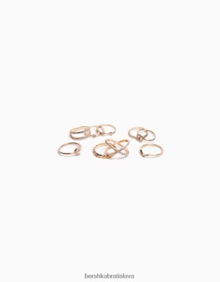 Bershka ženy sada 9 tenkých kamienkových prsteňov zlato príslušenstvo B86RXX2497 Bershka Slovakia