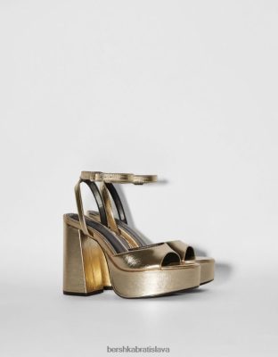 Bershka ženy sandále na platforme s kovovým podpätkom zlato obuv B86RXX2174 Bershka Rifle