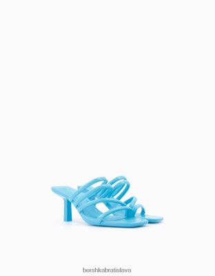 Bershka ženy sandále na vysokom opätku s rúrkovými remienkami modrá obuv B86RXX2195 Bershka Rifle