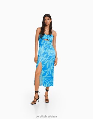 Bershka ženy saténové midi šaty s potlačou na ramienka viacfarebný oblečenie B86RXX159 Bershka Nohavice