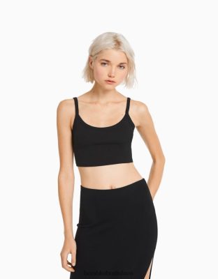 Bershka ženy skrátené tielko čierna oblečenie B86RXX816 Bershka Nohavice