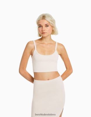 Bershka ženy skrátené tielko piesku oblečenie B86RXX813 Bershka Nohavice