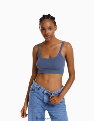 Bershka ženy skrátené tielko vymytá modrá oblečenie B86RXX2024 Bershka Rifle