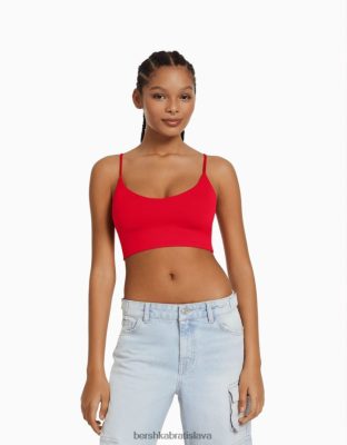 Bershka ženy strapcový crop top červená oblečenie B86RXX779 Bershka Rifle