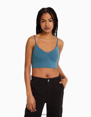 Bershka ženy strapcový crop top modrá oblečenie B86RXX820 Bershka Slovakia