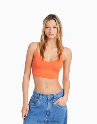 Bershka ženy strapcový crop top oranžová oblečenie B86RXX819 Bershka Nohavice