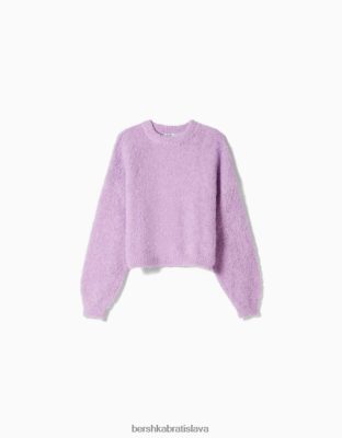Bershka ženy sveter s výstrihom fialová oblečenie B86RXX1085 Bershka Rifle