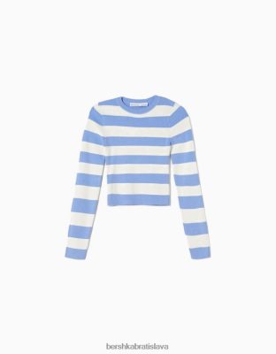 Bershka ženy sveter s výstrihom modrá oblečenie B86RXX1071 Bershka Nohavice