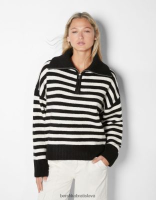 Bershka ženy sveter s vysokým výstrihom a zipsom čierna oblečenie B86RXX1031 Bershka Rifle