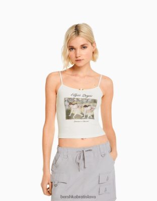 Bershka ženy top bez rukávov s potlačou art series off white oblečenie B86RXX440 Bershka Rifle