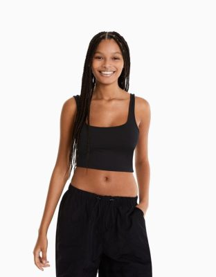 Bershka ženy top so širokými ramienkami čierna oblečenie B86RXX801 Bershka Nohavice