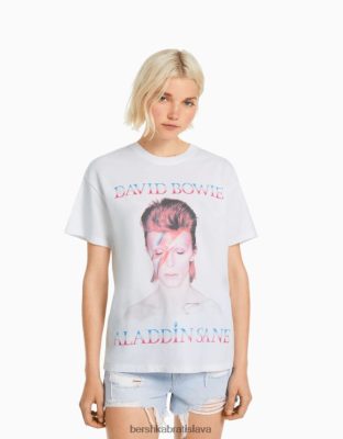 Bershka ženy tričko david bowie s krátkym rukávom biela oblečenie B86RXX484 Bershka Slovakia