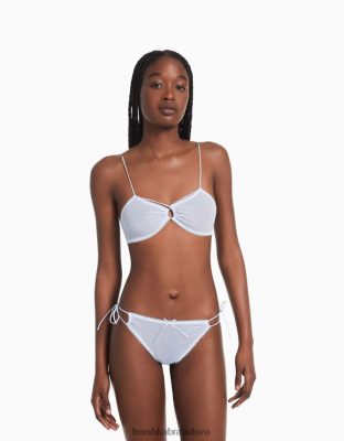 Bershka ženy trojuholníková podprsenka s naberanými detailmi svetlo modrá oblečenie B86RXX1762 Bershka Slovakia