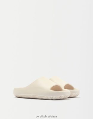 Bershka ženy štruktúrované ploché sandále ecru obuv B86RXX2238 Bershka Nohavice
