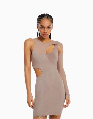 Bershka ženy tylové asymetrické minišaty s dlhým rukávom sivá oblečenie B86RXX239 Bershka Rifle