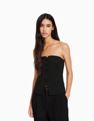 Bershka ženy vesta na mieru s odhalenými ramenami exkluzívne oblečenie B86RXX1994 Bershka Rifle