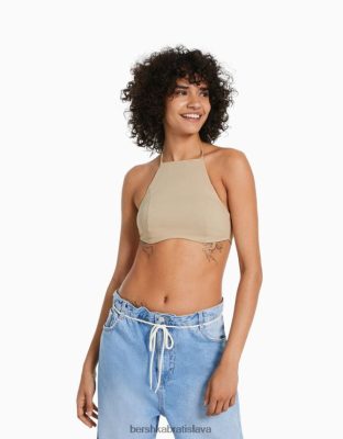 Bershka ženy viazaný vrch ohlávky piesku oblečenie B86RXX880 Bershka Slovakia