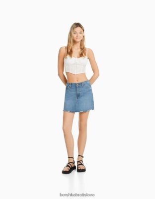 Bershka ženy vintage mini džínsová sukňa modrá oblečenie B86RXX1648 Bershka Slovakia