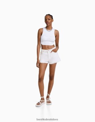 Bershka ženy vintage roztrhané džínsové šortky biela oblečenie B86RXX1718 Bershka Rifle