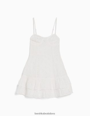 Bershka ženy volánové minišaty so švajčiarskou výšivkou biela oblečenie B86RXX4093 Bershka Slovakia