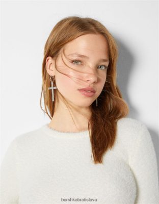 Bershka ženy vyšívané krížikové náušnice striebro príslušenstvo B86RXX2441 Bershka Rifle