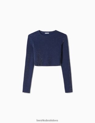 Bershka ženy vypasované tričko s dlhým rukávom námorníctvo oblečenie B86RXX646 Bershka Slovakia