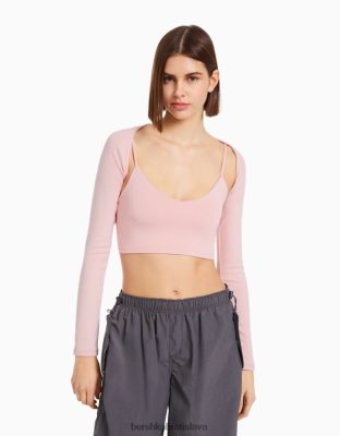 Bershka ženy základné ohrievače rúk ružová oblečenie B86RXX389 Bershka Rifle