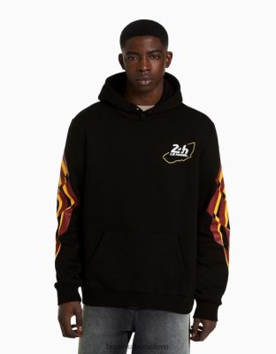 Bershka muži 24h mikina s kapucňou čierna oblečenie B86RXX2963 Bershka Rifle