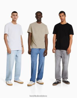 Bershka muži 3-balenie tričiek bežného strihu s krátkym rukávom viacfarebný oblečenie B86RXX2630 Bershka Rifle