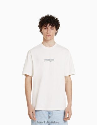 Bershka muži Hranaté tričko s krátkym rukávom s potlačou ľadových kociek biela oblečenie B86RXX2822 Bershka Rifle