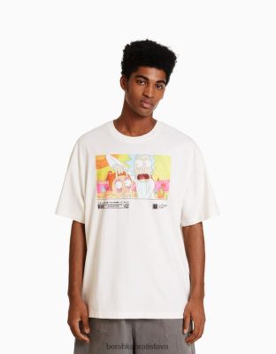 Bershka muži Hranaté tričko s krátkym rukávom s potlačou rick & morty biela oblečenie B86RXX2856 Bershka Nohavice