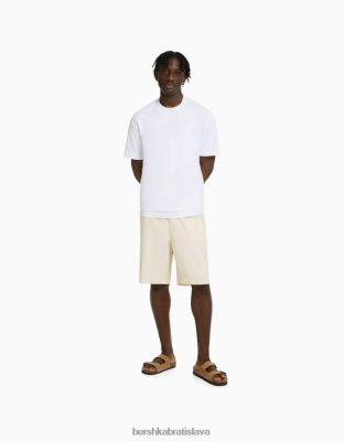 Bershka muži Jogger bermudy zo zmesi bavlny a ľanu piesku oblečenie B86RXX3358 Bershka Slovakia