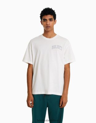 Bershka muži Oversize tričko s krátkym rukávom s potlačou off white oblečenie B86RXX2831 Bershka Rifle