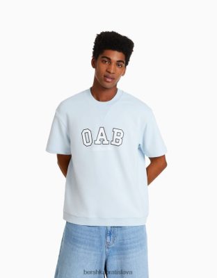 Bershka muži Plyšové tričko s krátkym rukávom a univerzitnou potlačou svetlo modrá oblečenie B86RXX2767 Bershka Slovakia