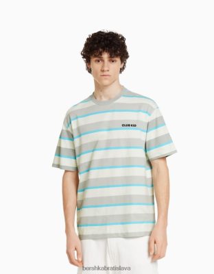 Bershka muži Pruhované oversize tričko s krátkym rukávom z 90. rokov off white oblečenie B86RXX2643 Bershka Nohavice