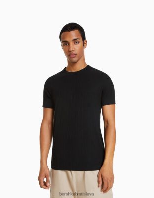 Bershka muži Vrúbkované tričko s krátkym rukávom exkluzívne oblečenie B86RXX2738 Bershka Rifle