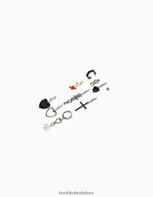 Bershka muži balenie 10ks náušníc lásky striebro príslušenstvo B86RXX3668 Bershka Rifle