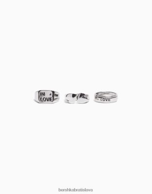 Bershka muži balenie 3 krúžkov lásky striebro príslušenstvo B86RXX3662 Bershka Rifle