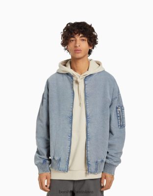 Bershka muži bavlnená bunda typu bomber svetlo modrá oblečenie B86RXX3105 Bershka Nohavice