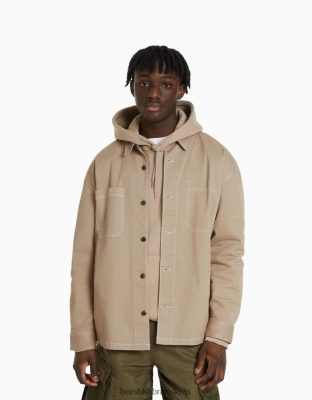 Bershka muži bavlnené tričko s kontrastnou niťou exkluzívne oblečenie B86RXX2936 Bershka Rifle