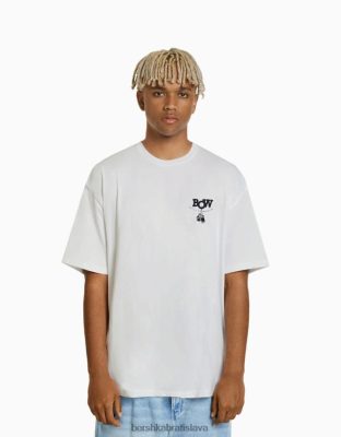 Bershka muži boxy fit tričko s krátkym rukávom a potlačou boxu biela oblečenie B86RXX2707 Bershka Slovakia