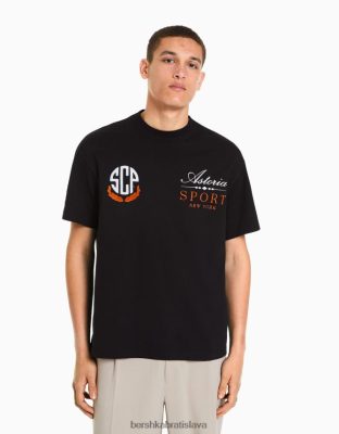 Bershka muži boxy-fit tričko s krátkym rukávom čierna oblečenie B86RXX2848 Bershka Slovakia
