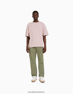 Bershka muži cargo nohavice so zátkami kaki oblečenie B86RXX3229 Bershka Slovakia